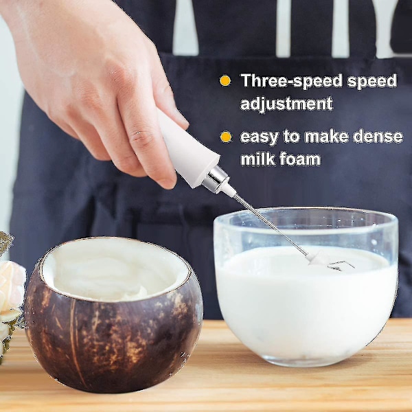 Melkeskummer Håndholdt, 3-trinns USB Oppladbar Elektrisk Visp, Mini Skummaker, Med 3 Rustfrie Visper Perfekt For Bulletproof Kaffe, Lattes, Cappuccino white