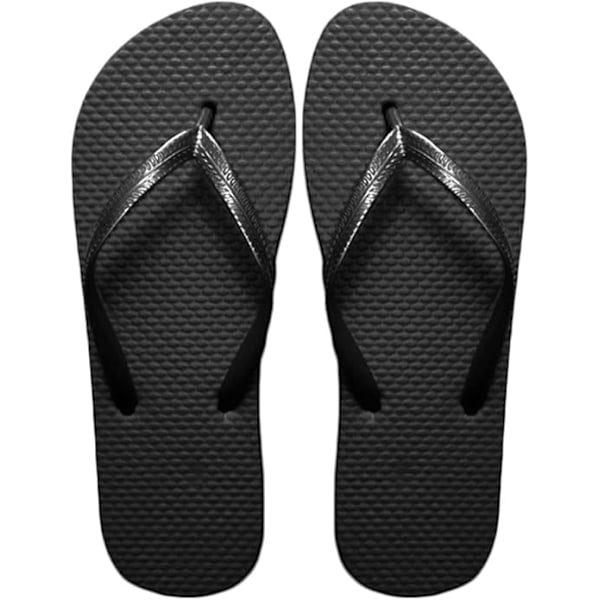Unisex sommarstrandssandaler för kvinnor, platta utomhusflip-flops Black 5/6 UK