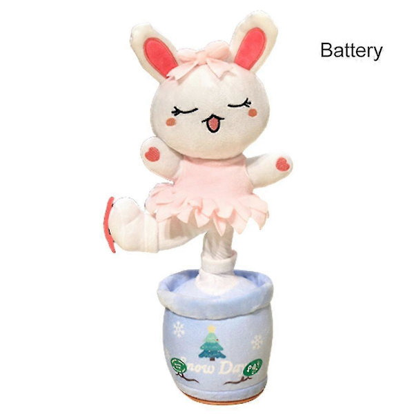 Sähköinen tanssiva auringonkukka-pehmolelu laulava kiertävä pupu-pehmolelu Pink Rabbit Battery