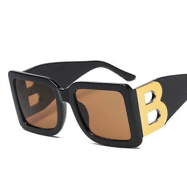 Ylisuuret neliönmuotoiset aurinkolasit naisille muoti 2023 uudet vintage-tyyliset suuret kehykset aurinkolasit miehille UV400-suoja silmälasit Oculos Gafas De Sol black brown as picture