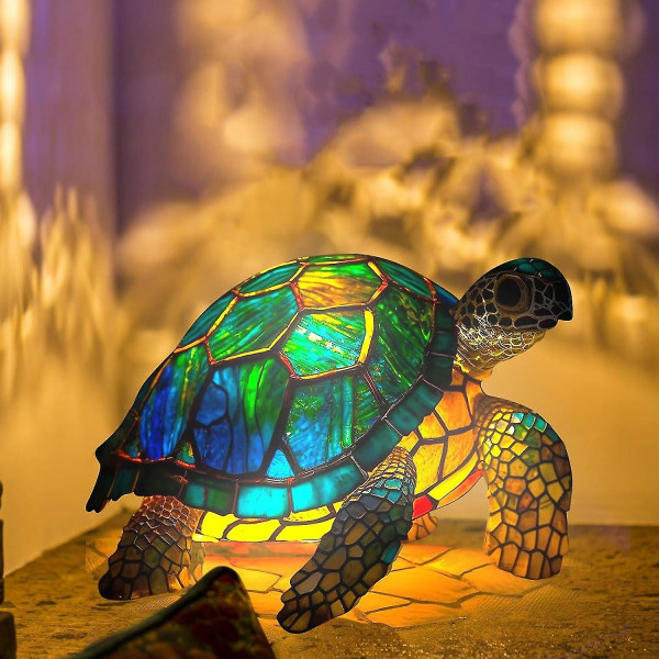 3d vintage djurbordslampa, glasharts staplad ljus, bohemiskt djurbord för sovrumsinredning Turtle