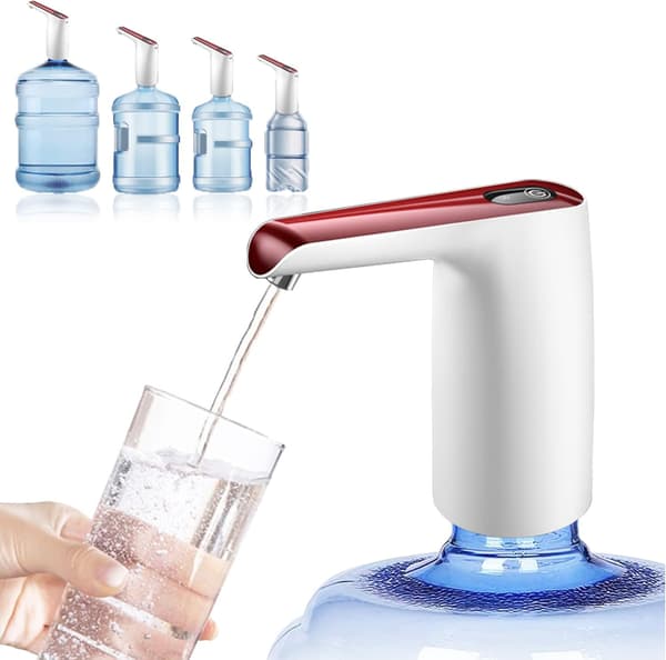 Uppgraderad Vattenflaskpump, USB-laddningsbar Vattenflaskpump Dricksvattenpump, 2-5 Gallon Universal Bärbar Elektrisk Vattendispenser