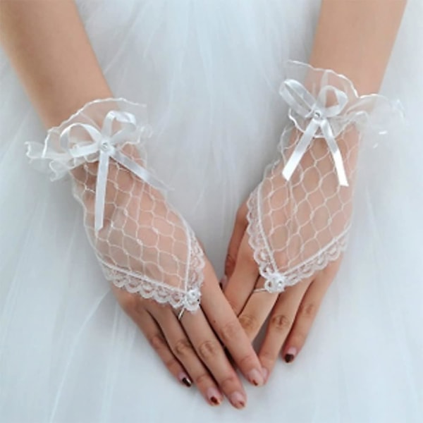 Brudhandskar Bröllopsklänning Handskar Fingerlösa spetshandskar Korta stickade handskar Present