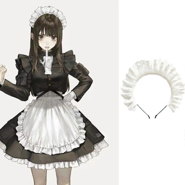 Lolita-hiuspanta, Elegantti Ontto Kuvio Hiusrengas Pliseeratulla Pitsillä Cosplaylle