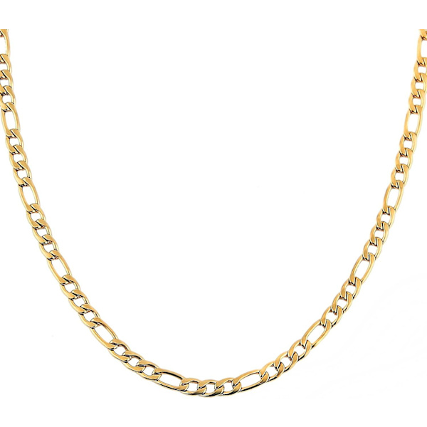 Äkta guldpläterad Figaro-kedja - Halsband i rostfritt stål för män/kvinnor, 3mm-9mm, 14-30