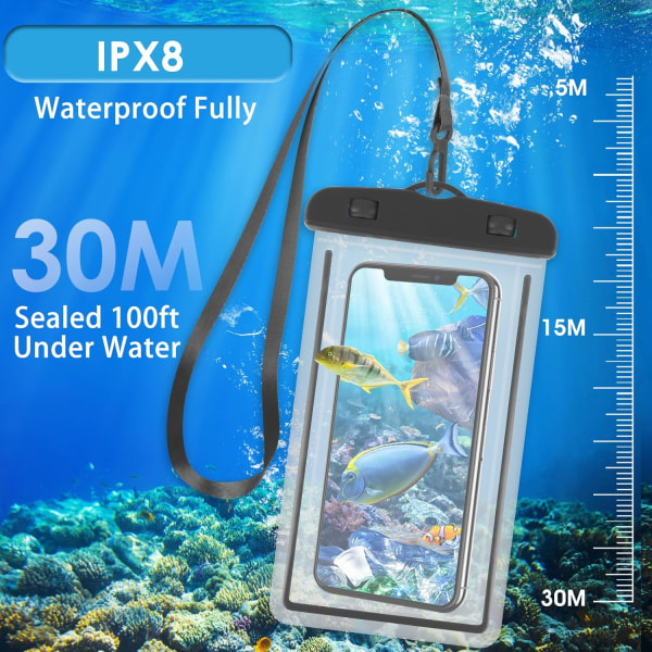 Vattentät telefonväska 2-pack universellt undervattenstelefonfodral torrväska vattentät mobiltelefonväska kompatibel