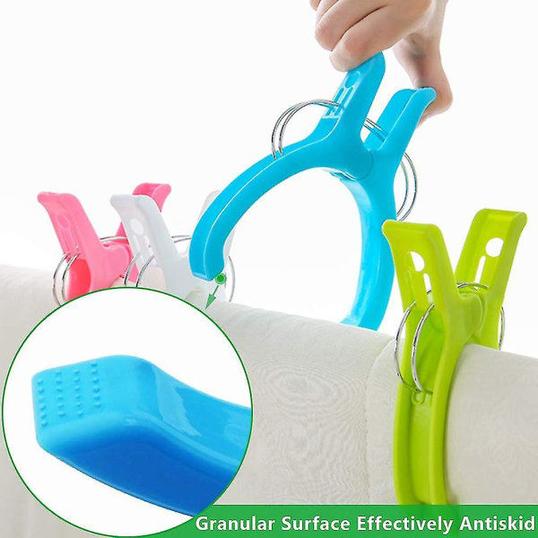 10-pack strandklämmor, 5 färger (slumpmässiga färger) klädnypor i plast, hållbara flerfärgade klämmor för handdukar, täcken, lakan, kläder