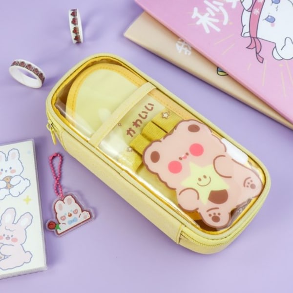 Gjennomsiktig etui Kawaii skrivesaker Yellow