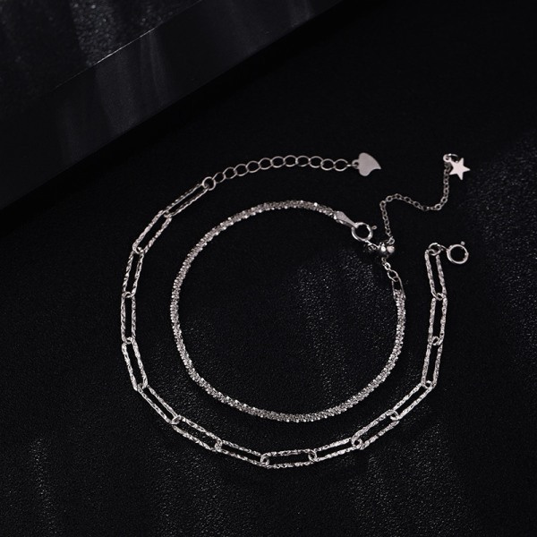2 st 925 Sterling Silver Glittrande Kedje Armband Kvinnor Ins Desi
