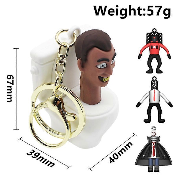 4 kpl Skibidi-WC-avaimenperää, sarjakuva-animehahmoja, PVC-avaimenperä, hauska auton avaimenperä, laukkupendantti, tarvikkeet lapsille, syntymäpäivälahja 4PCS