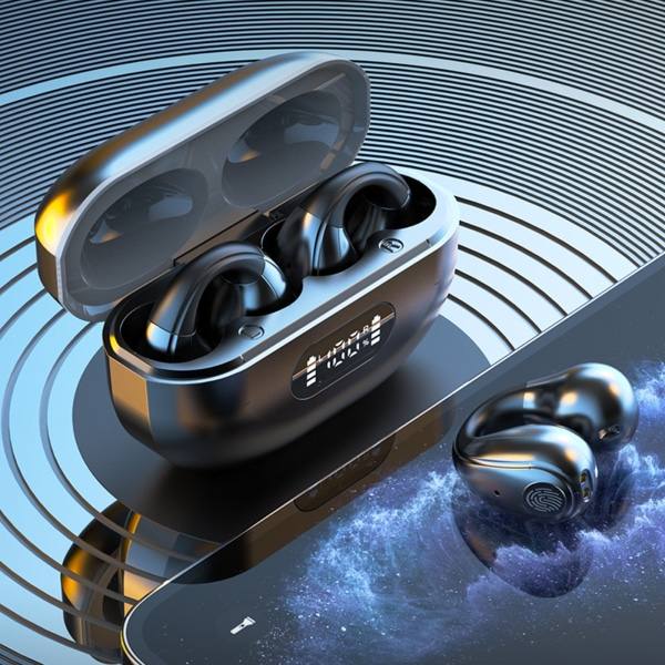 Trådløse øreklips-hovedtelefoner Hovedtelefoner 5.3 Bluetooth Vandtætte Open Ear til løb Cykling Kørsel Black