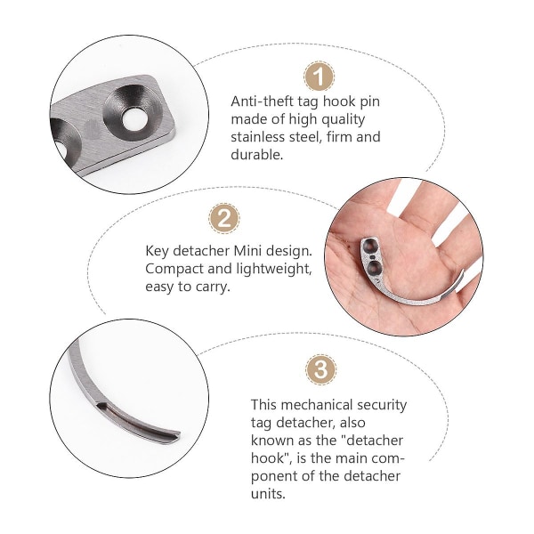 3 st Säkerhet Tag Lossare Larm Nyckel Krok Loss Magnetic Remover Tillbehör
