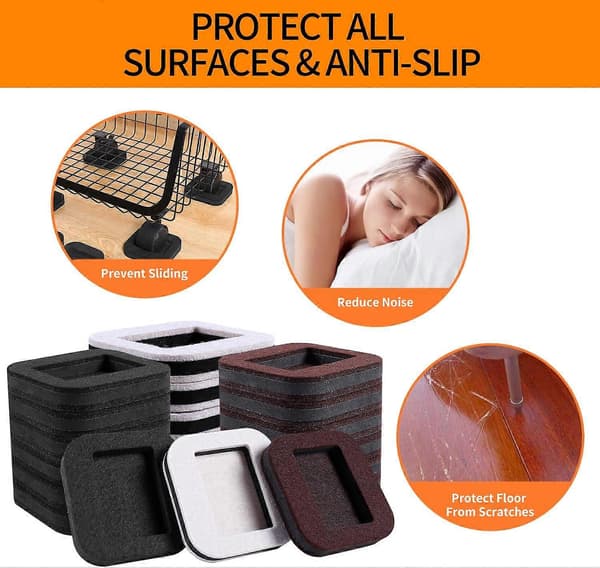 Filt Møbelunderlag Hjulkopper for Harde Tregulv, Filtbunn Møbelputer for Møbler, Sofaer, Senger, Stoler Forebygger Riper 5 Pcs brown
