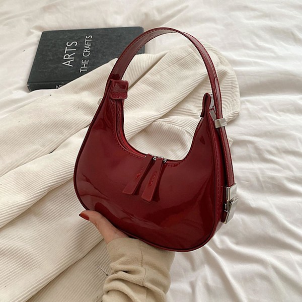 Moon Bags PU-nahkainen kainalon olkalaukku Pieni olkalaukku Red