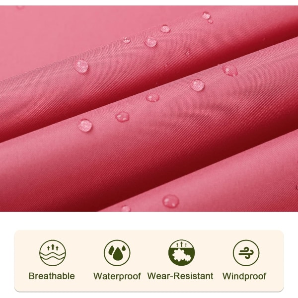 Regnponcho Voksen Vanntett Utendørs Hette, Poncho Vanntett for Kvinner med Glidelås, Festival Ponchoer Vanntett Lang, Vanntett Kapper Plus Størrelse Rose