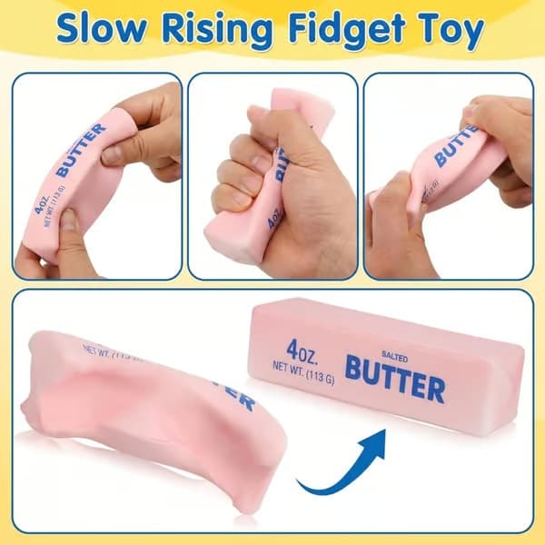 stk. lyserøde smørpinde Squishy-legetøj, blødt langsomt stigende klemme-fidget-legetøj til børn og voksne