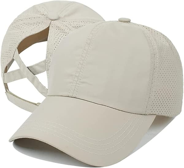 Baseballkasket med kryds-ponytail til kvinder Beige