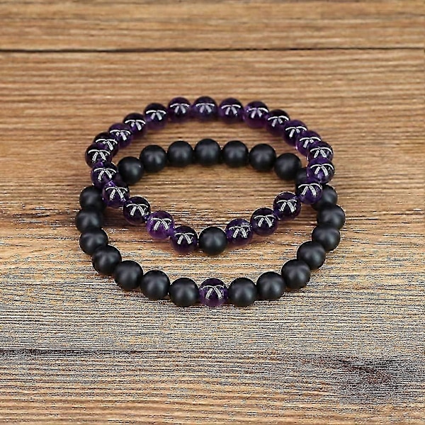 Onyx Ædelsten Matchende Par Armbånd til Langdistanceforhold