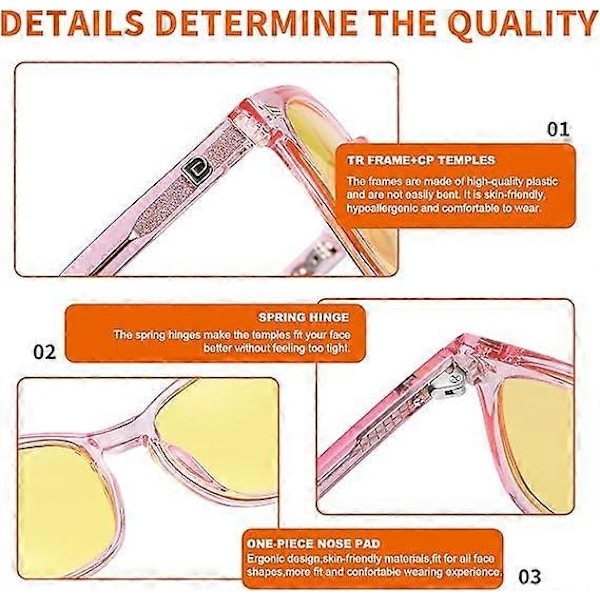 Mörkerkörningsglasögon Damer Herrar Gula Polariserade Linser Anti-Bländning UV-Skyddande Glasögon pink