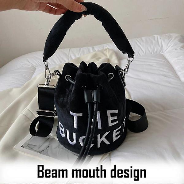 Naisten pussimalliset olkalaukut, pienet pehmeät plyysikankaiset pussimalliset crossbody-laukut black