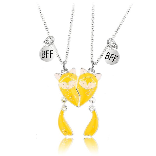 2x matchende halskæde til bedste venner personlig magnetisk hjerte rævevedhæng halskæde indgraveret gave til børnebørn Yellow