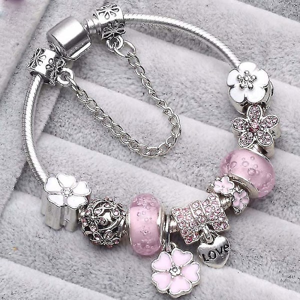 Charm Armband Mode Kvinnor Pärla DIY Pandora Stil Smycken 18