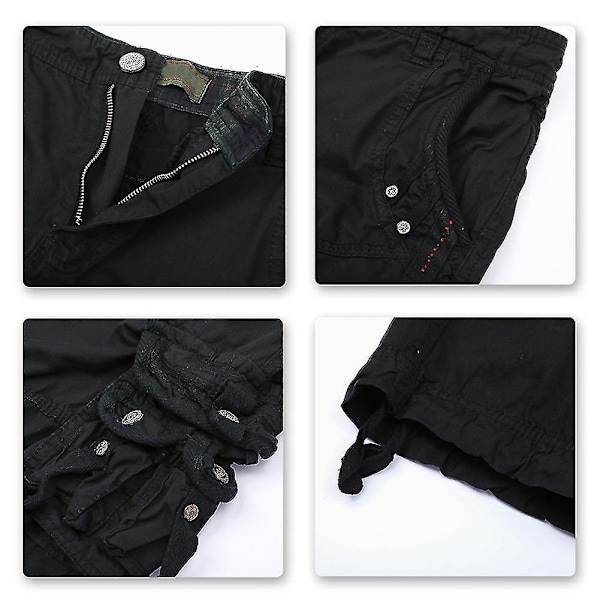Mystdiy Herre Utendørs Casual Cargo Shorts Black 31