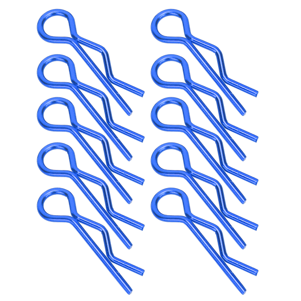 10 st 7MM RC Bil Skal Klämma R-Form Metall Kaross Clips Stift för 1/5 1/6 1/8 1/10 RC Bil (Blå)
