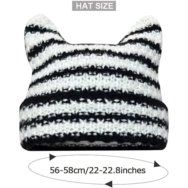 Naisten kesähattu Raidalliset Neulotuhattu Kesäpäähuppu Naisille Beanie-hatut Naisille, Musta Raita