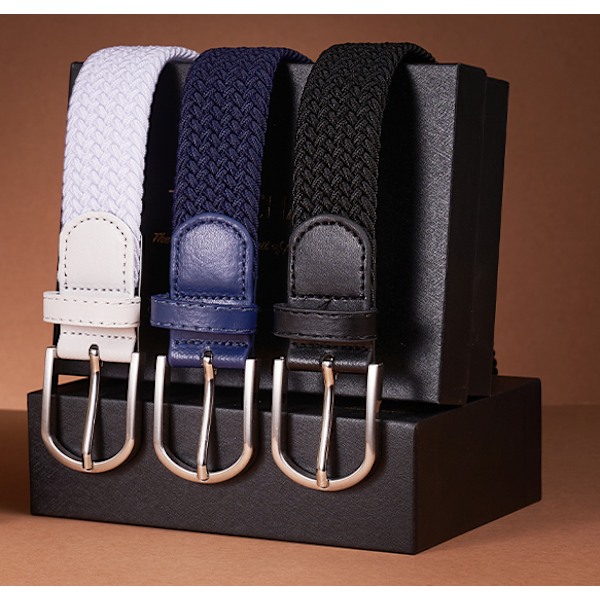 Herrbälte, elastiskt flätat bälte unisex män kvinnor flätat elastiskt stretch vävt bälte 33 mm (1,25 tum), längd 42 tum (107 cm) passar midja 33 tum-36 tum, flera färger