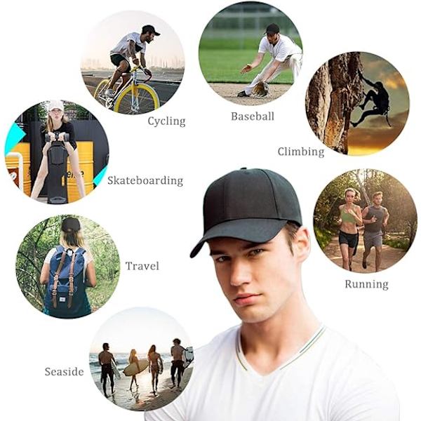 Almindelig Baseball Cap Snapback til Mænd - Klassisk Justerbar Sport Casual Solskygge Hat