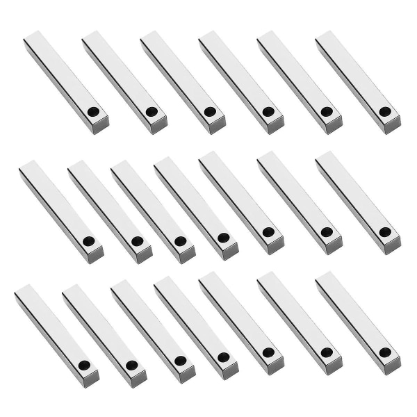 20 st rostfritt stål 3d rektangulära stämplingsämnen, 1 1/2 tum långa x 1/4 tums hängen metall stampi