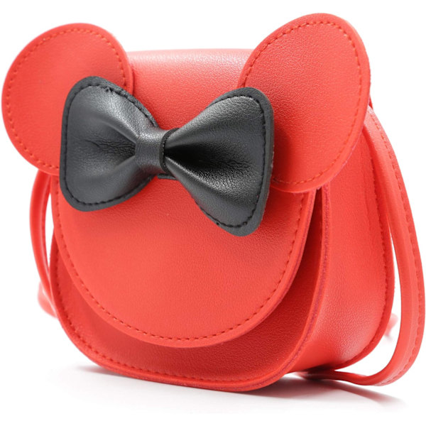 Liten museøre sløyfe crossbody veske, PU skulderhåndveske for barn jenter småbarn