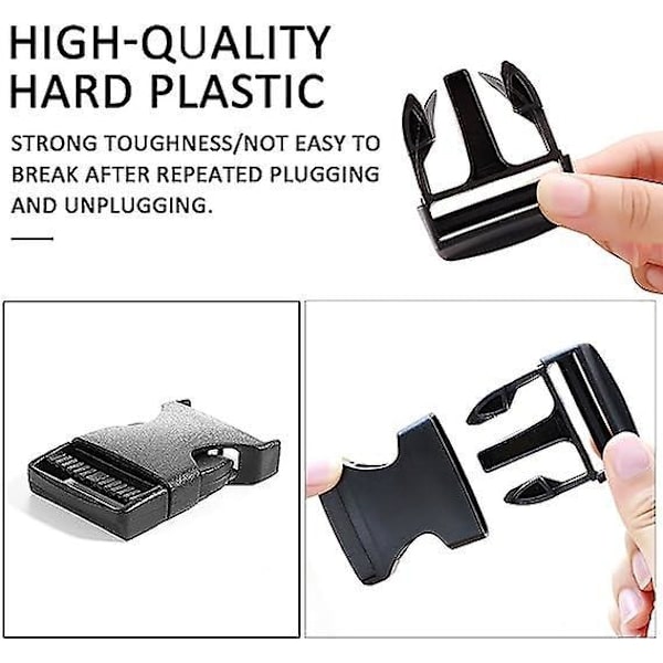 20mm brede sorte plastikspænder - 20-pak