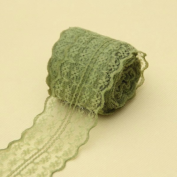 10 m pitsinauharulla, 4,5 cm leveä, ei-elastinen, värikäs pitsi, DIY-kirjontakoriste ompeluun Green