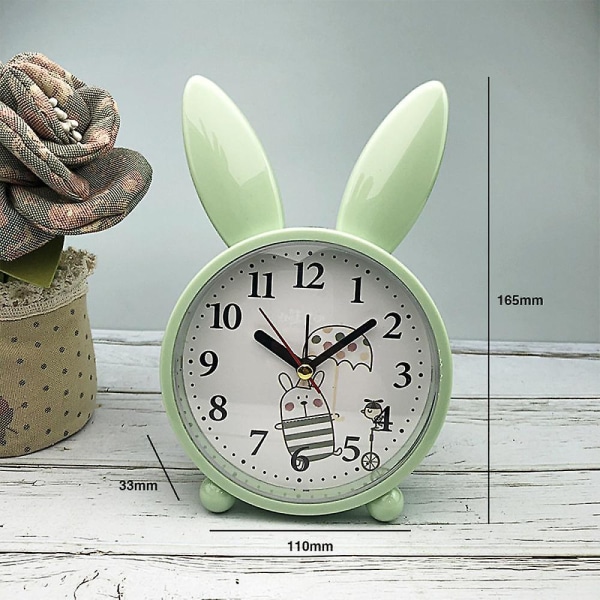 Soveværelsesvækkeur, Bunny Ears Alarm Clock, Student Home Decoration Desktop Clock Yellow