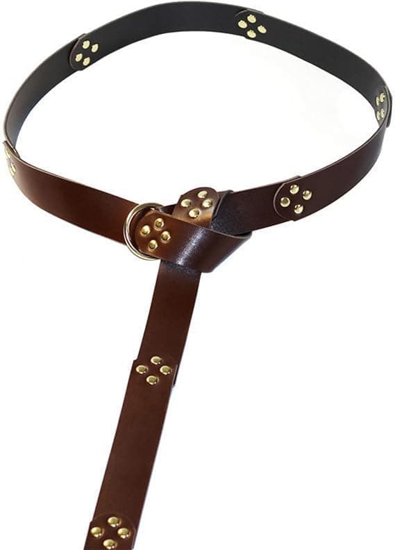 Viking O-ring spännbälte (brun), PU-läder ringbälte, medeltida