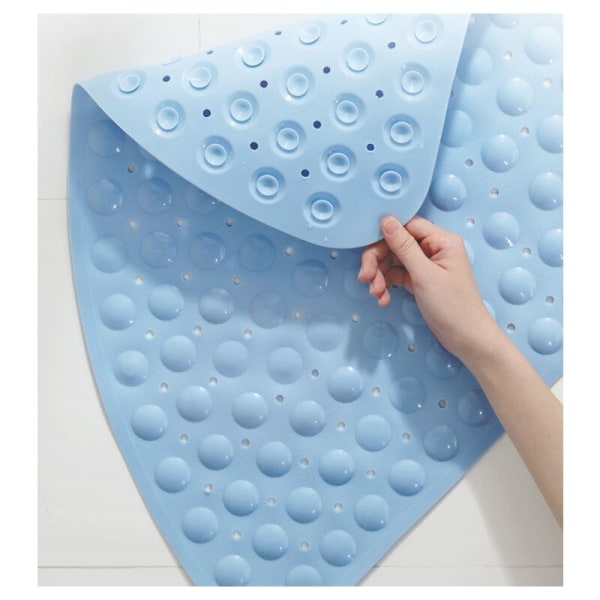 Halksäker hörnformad duschmatta med sugkopp och dräneringshål, maskintvättbar PVC-duschmatta (Färg: Beige, Storlek: 54x54cm)