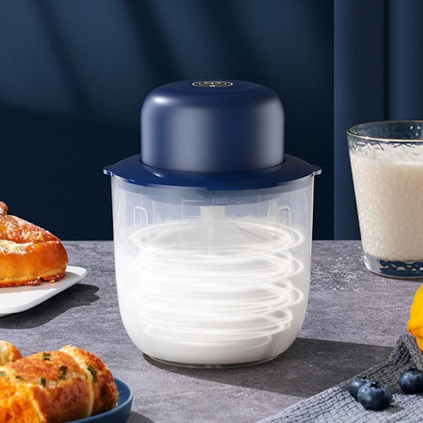 USB-oppladbar elektrisk eggvisp kaffeblender husholdningsmelkblander skummaskin håndholdt trådløs blender Blue