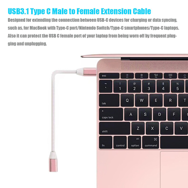 USB-C Förlängningskabel USB 3.1 Typ C Hane till Hona Förlängningskabel Adapter Konverterare Data Synkronisering Ch