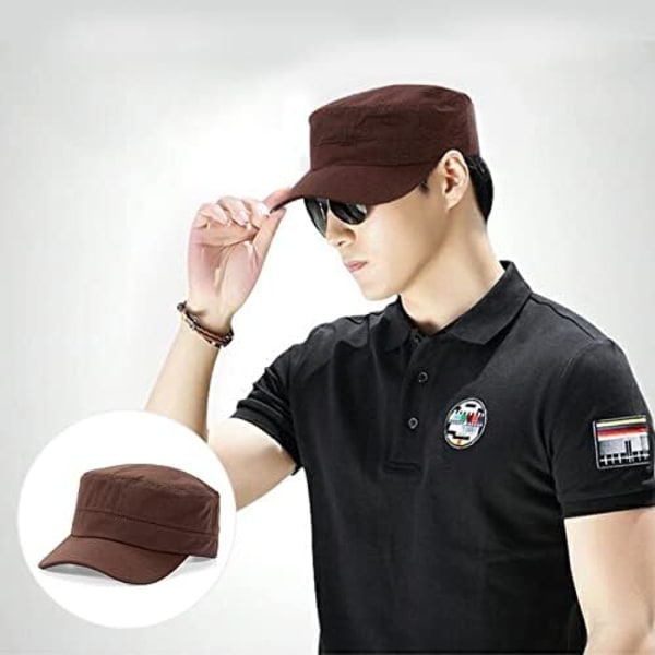 Unisex Klassisk Army Cap Flat Top Plain Hat, Justerbar Fashionable Military Sport Caps, Cadet Cap, Pustende Utendørs Hatter