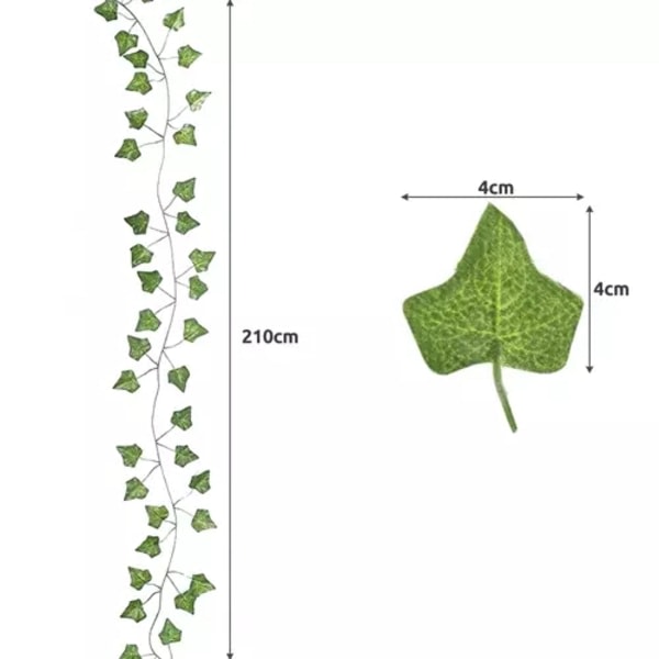 25 metriä Ivy Garland / Leaf Garland - 2m pitkä vihreä