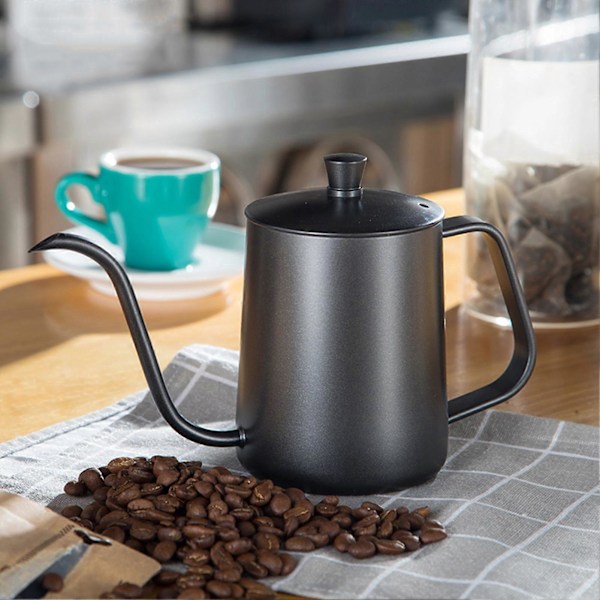 Häll över vattenkokare med smal pip, anti-skållning, rostfritt stål, lång svanhals för kaffebryggare Black 1