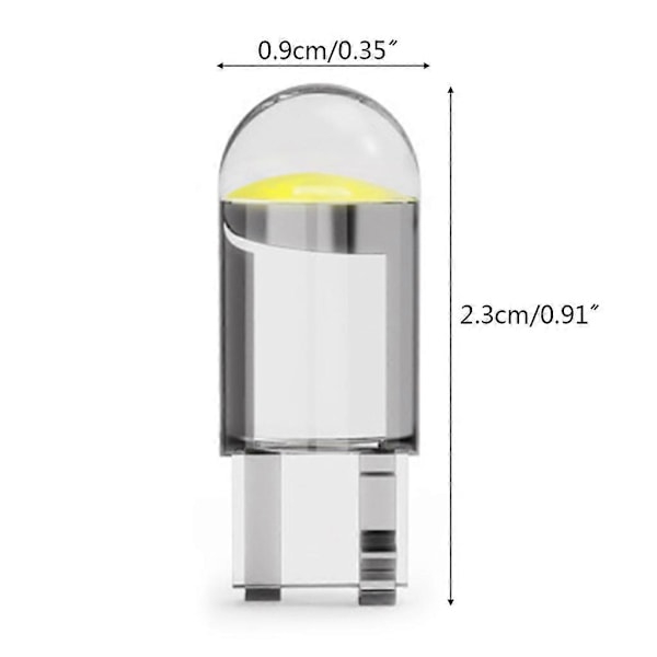 2 stk T10 W5W COB LED Bil Lampe Nummerplate Pære Canbus Kil Forlys White