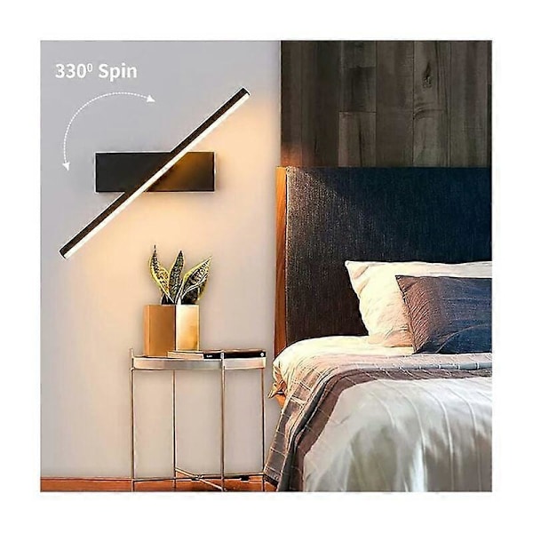Dæmpbar LED Indendørs Væglampe, Roterende Moderne Vægbelysning 6W Aluminium Justerbar Væglampe Sort Sengelampe Soveværelse Læselamper, 30cm