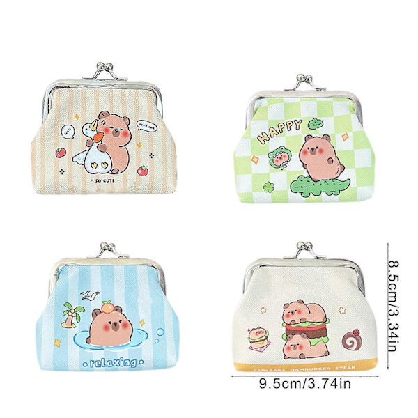 Kiss Lock Växelplånbok Pengapåse Myntväska Förvaringsväska för Hörlurar Tecknad Capybara Plånböcker Väska för Växelpengar för Flicka 01style