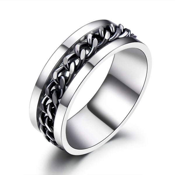 Drejelig mænds ring, lindrende angst, titanium sort 8 mm tyk roterende flaske proptrækker ring