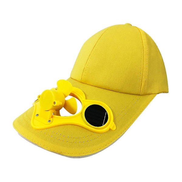Ulkoiluhattu kesään aurinkosuojalla ja tuulettimella, pyöräilylippis Yellow