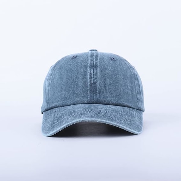 Unisex Baseballkeps i Bomull Passar Män Kvinnor Tvättat Denim Justerbar Pappahatt