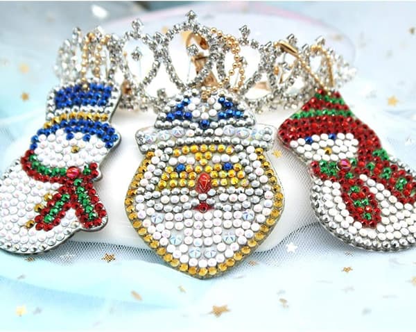 8 stk. DIY Diamantmaleri Nøgleringe, Julepynt